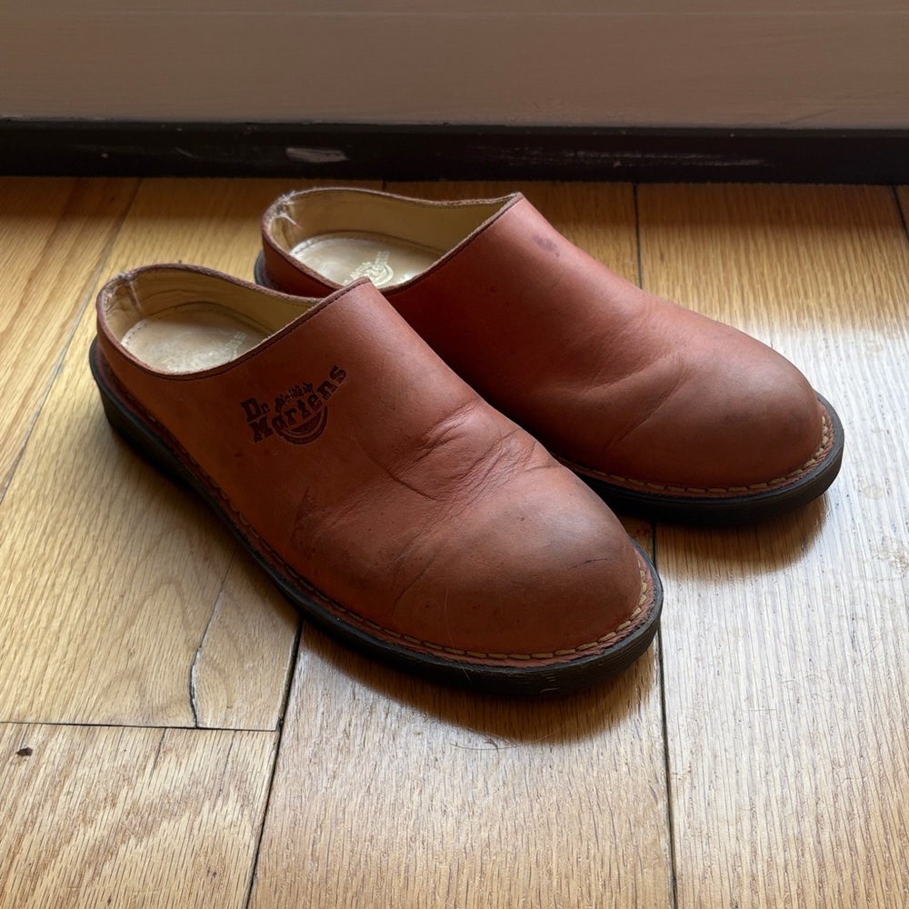 RARE Vintage Dr. Martens Red Brown Leather Mules Size 6